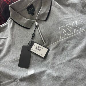 Armani Exchange Gray Polo Shirt with Black Trim